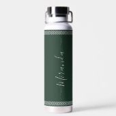Bosgroen moderne script aangepaste naam rand chic waterfles (Achterkant)