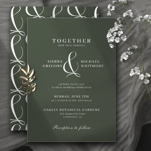 Bosgroen mos | Elegante moderne vintage bruiloft Kaart