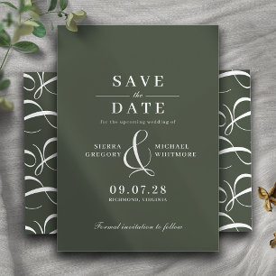 Bosgroen mos Formele moderne retro typografie Save The Date