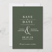 Bosgroen mos | Formele moderne retro typografie Save The Date (Voorkant)