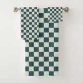 Bosgroen mos schaakbordpatroon bad handdoek (Insitu)