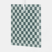 Bosgroen mos schaakbordpatroon glas ornament (Voorkant links)