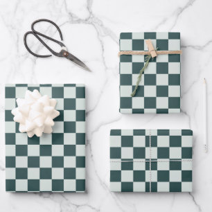 Bosgroen mos schaakbordpatroon inpakpapier vel