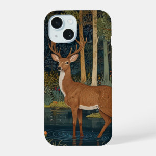 Bosgroen Ontwerp: Boho Rustiek Herten iPhone 15 Case