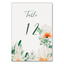 Bosgroen, Oranje, Wit Aquarel Bloemmotief Kaart