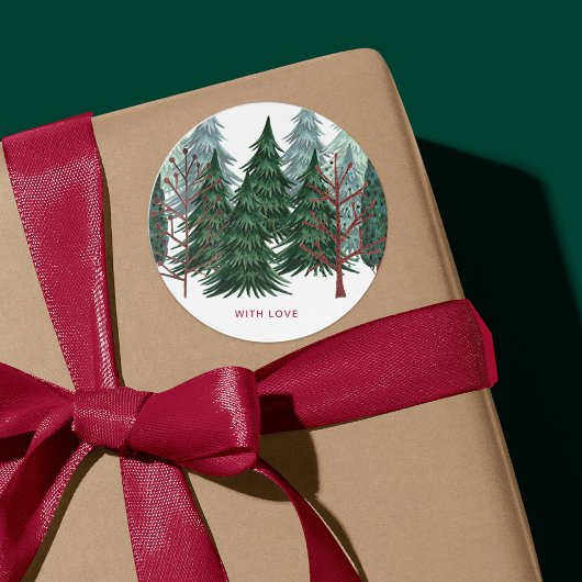 Bosgroen | Pine Trees kerstvakantie Ronde Sticker