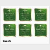 Bosgroen productlabel gouden frame en monogram vierkante sticker (Vel)