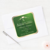 Bosgroen productlabel gouden frame en monogram vierkante sticker (Envelop)