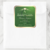 Bosgroen productlabel gouden frame en monogram vierkante sticker (Tas)