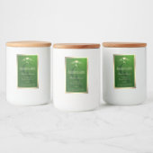Bosgroen productlabel gouden frame en monogram voedselcontainer etiket (Flessen)