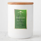 Bosgroen productlabel gouden frame en monogram voedselcontainer etiket (Voorkant)