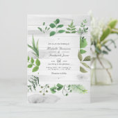 Bosgroen Rustieke QR-code RSVP Huwelijk Kaart (Staand voorkant)