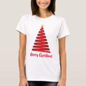 Bosgroen T-shirt met rode kerstboom (Voorkant)
