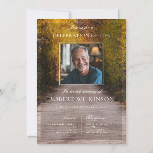 Bosgroen viering van het leven Begrafenisfoto Kaart (Voorkant)