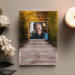 Bosgroen viering van het leven Begrafenisfoto Kaart