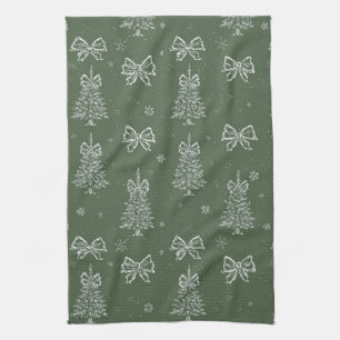 Bosgroen Vintage Groen Winterpatroon Theedoek