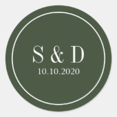 Bosgroen | Weddenschap Klassieke monogram Ronde Sticker (Voorkant)