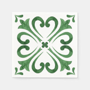 Bosgroen & Wit Aquarel Bloemmotief Marokkaans Servet