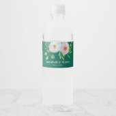 Bosgroen Witte Bloemen Waterfles Etiket (Voorkant)