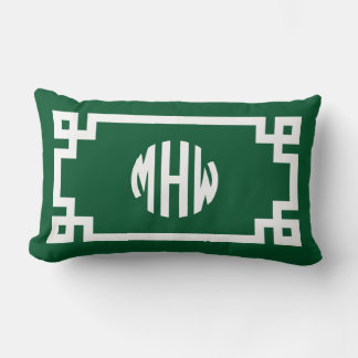 Bosgroen Witte Cirkel Monogram Griekse Sleutel DIY Kussen