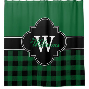 Bosgroen Zwart Buffalo Plaid 1ICBR Monogram Douchegordijn