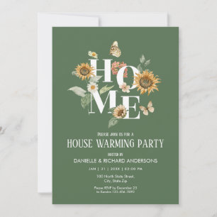 Bosgroene bloem bloemen housewarming feestje kaart