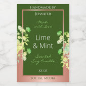 Bosgroene bloemenproductlabels met roze goud voedselcontainer etiket (Enkel label)