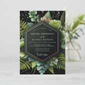 Bosgroene botanische romantische trouwdag kaart (Staand voorkant)