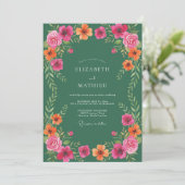 Bosgroene botanische waterverf bruiloft kaart (Staand voorkant)