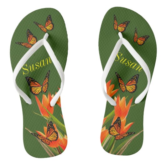 Bosgroene Butterflies Paar of Teenslippers (Voetbed)