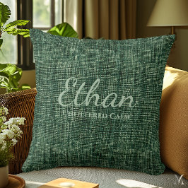 Bosgroene denim textuur | Aangepast rustiek huis Kussen