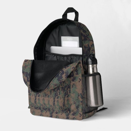 Bosgroene digitale camouflage bedrukte rugzak (Achterkan Hoek Rechts (Open))