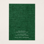 Bosgroene, donkergroene linnen, een oorenkaart visitekaartje (Achterkant)