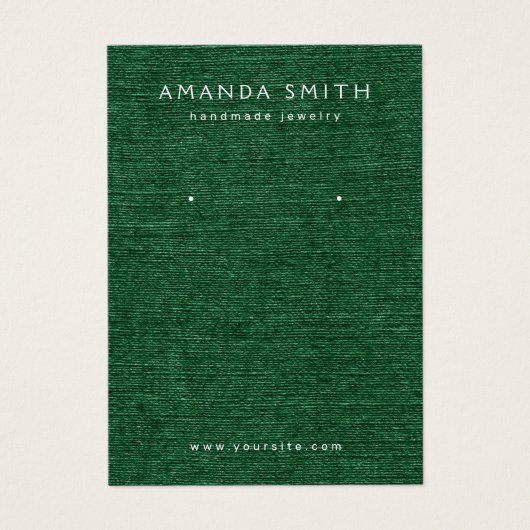 Bosgroene, donkergroene linnen, een oorenkaart visitekaartje (Voorkant)