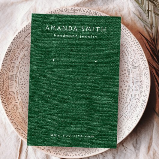 Bosgroene, donkergroene linnen, een oorenkaart visitekaartje