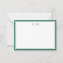 Bosgroene drie Border Monogram Notitiekaart
