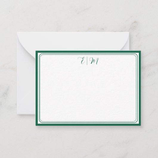 Bosgroene drie Border Monogram Notitiekaart Notitiekaartje (Voorkant)