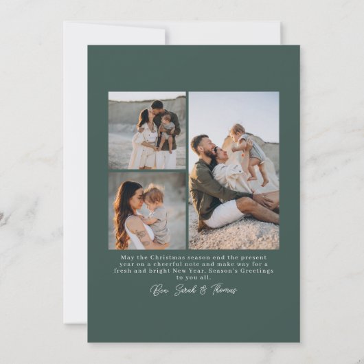 Bosgroene Dubbele Boog Foto Feestdagenkaart (Achterkant)