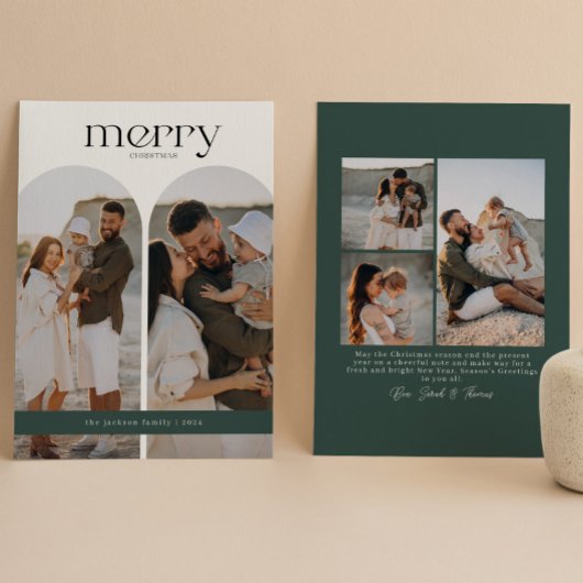 Bosgroene Dubbele Boog Foto Feestdagenkaart