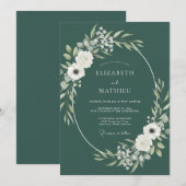 Bosgroene Elegante Bosbruiloft Kaart (Voorkant / Achterkant)