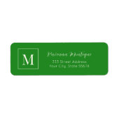 Bosgroene Elegante Gepersonaliseerde Monogramnaam Etiket (Voorkant)