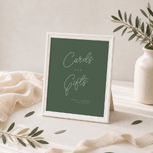 Bosgroene Elegante Kaarten en Cadeaus Bord Poster