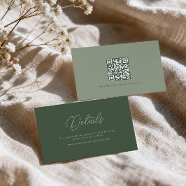 Bosgroene Elegante QR Huwelijksdetails Kaart