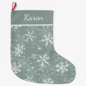 Bosgroene en witte sneeuwvlokken noemen kerst grote kerstsok (Voorkant)