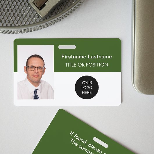 Bosgroene foto ID naam badge
