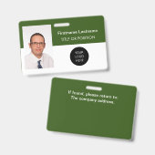 Bosgroene foto ID naam badge (Voor- en achterkant)