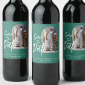 Bosgroene foto Kalende datum uitnodiging Wijn Etiket