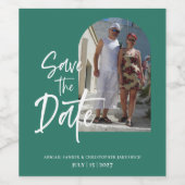 Bosgroene foto Kalendre uitnodiging Wijn Etiket (Enkel label)