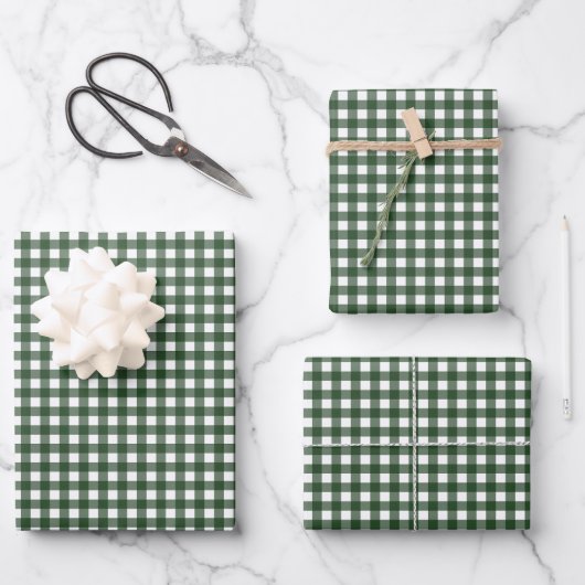 Bosgroene Gingham Inpakpapier Vel (Voorkant)