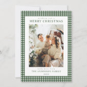 Bosgroene Gingham Kerst Foto Feestdagenkaart (Voorkant)
